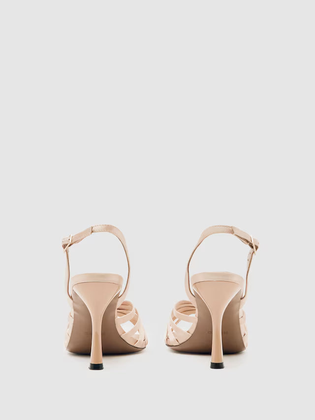 TAYLOR-Satin Cross-Strap Heeled Sandals in Neutral