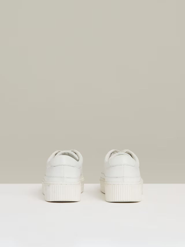 TAYLOR-Grained Leather Platform Trainers in White