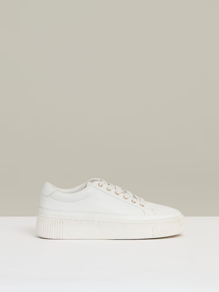 TAYLOR-Grained Leather Platform Trainers in White